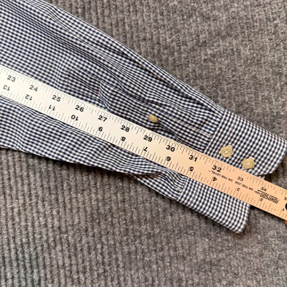 Banana Republic Non-Iron Slim Fit Shirt Mens L Blue White Gingham Button Down
